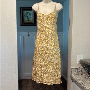 Roxy Small Strappy Yellow Print Spring Summer Dress Photos Easter Slits Light